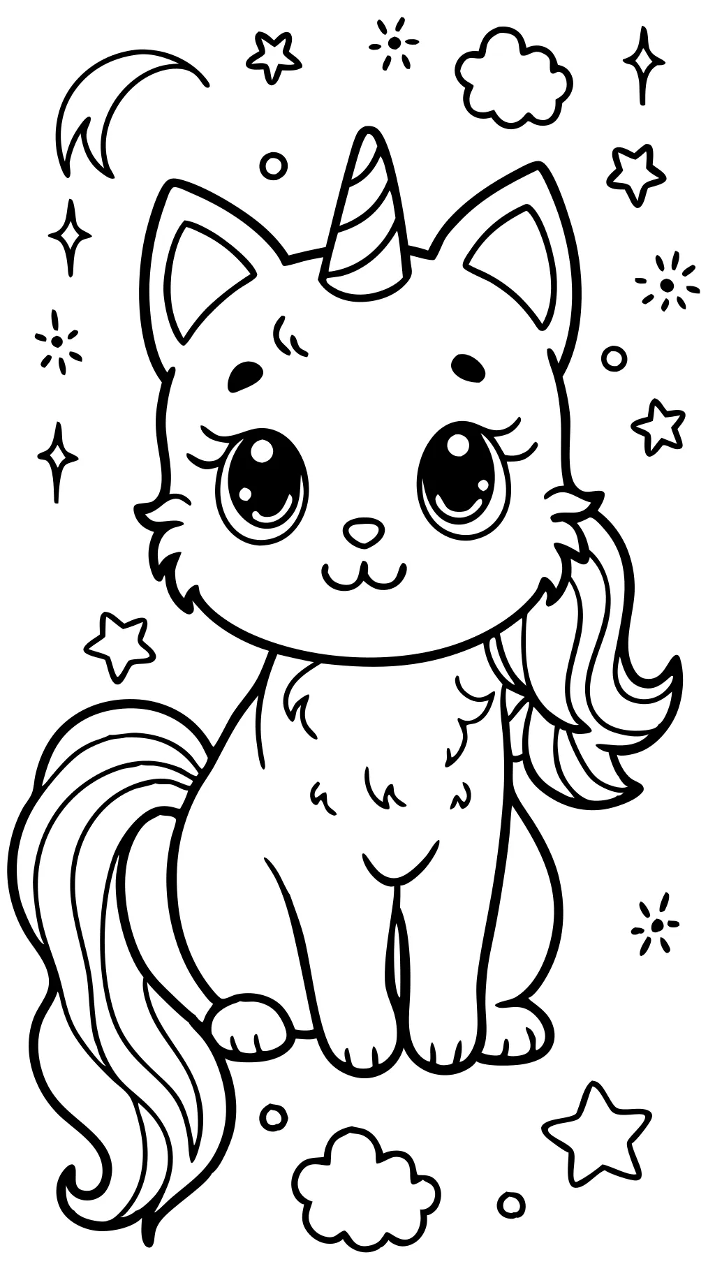 Page de couleur de la licorne Kitty